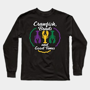 Mardi Gras Beads Carnival Crawfish Party Drinking Long Sleeve T-Shirt